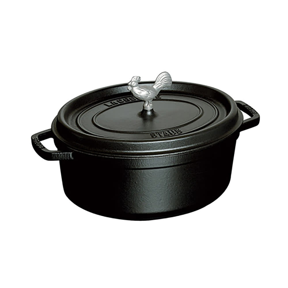 Staub 5 3/4 qt Enameled Cast Iron Coq au Vin Cocotte w/ Lid, Black Matte (1004002)