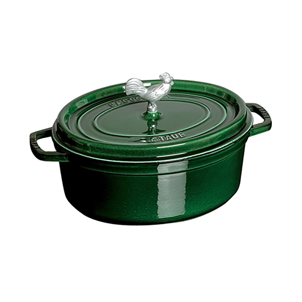 Staub 5 3/4 qt Enameled Cast Iron Coq au Vin Cocotte w/ Lid, Basil (1020383)