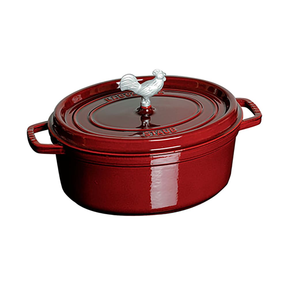 Staub 5 3/4 qt Enameled Cast Iron Coq au Vin Cocotte w/ Lid, Grenadine (1020382)