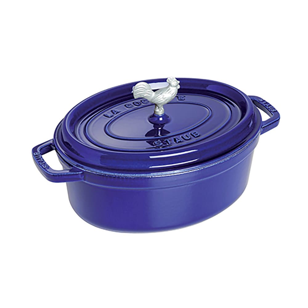 Staub 5 3/4 qt Enameled Cast Iron Coq au Vin Cocotte w/ Lid, Dark Blue (1020384)