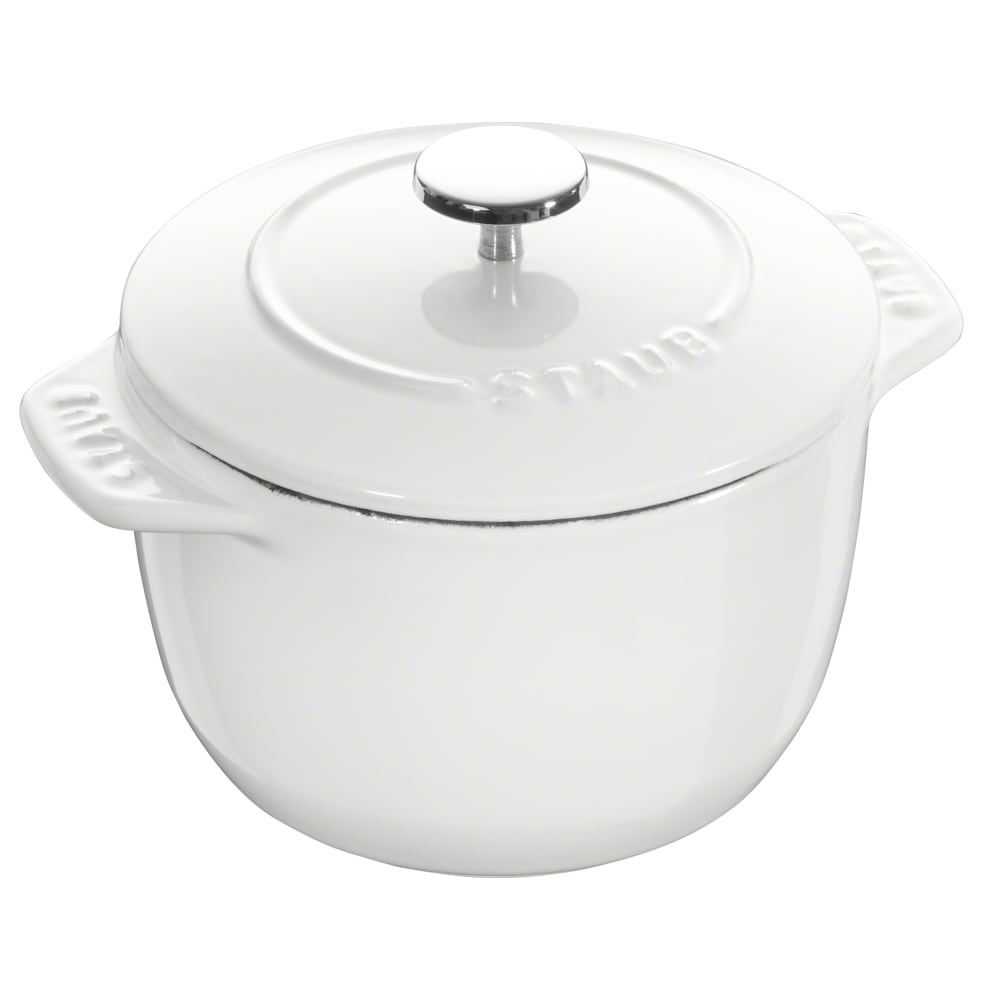 Staub 1 1/2 qt Enameled Cast Iron Petite French Oven w/ Lid, White (1003815)