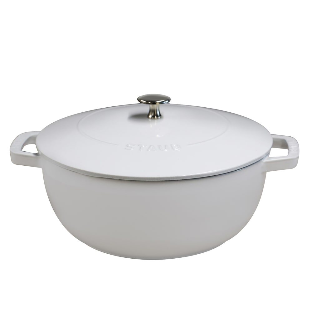 Staub 3 3/4 qt Enameled Cast Iron French Oven w/ Domed Lid, White (1003892)
