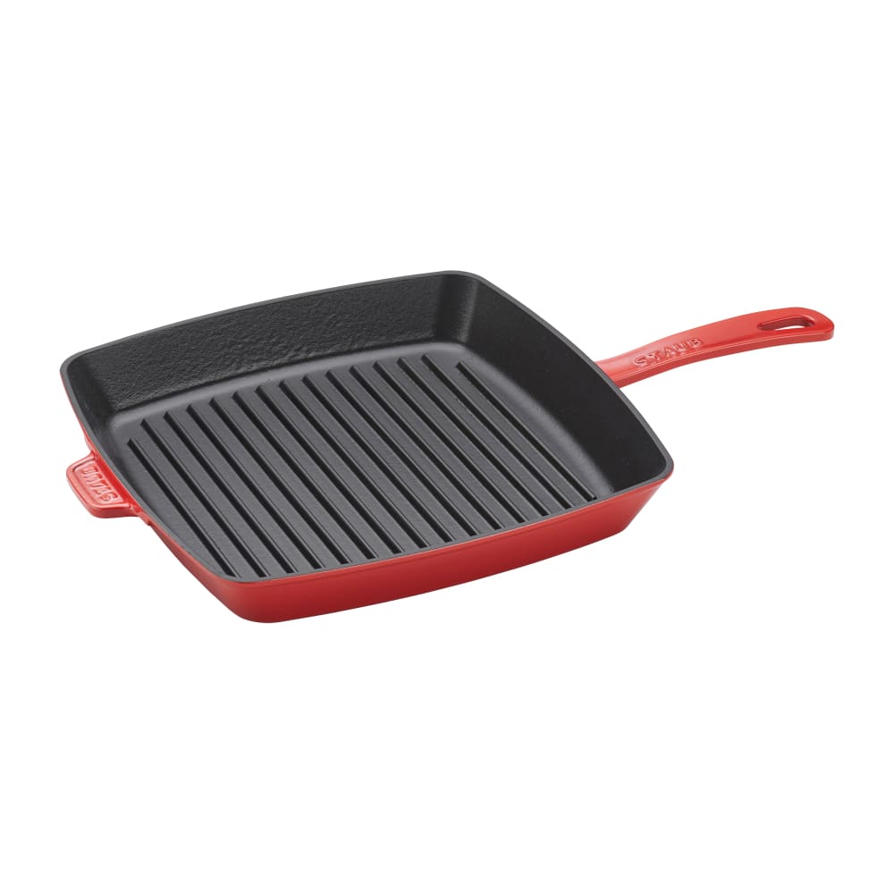 Staub 12" Square Grill Pan w/ Handles - Enameled Cast Iron, Cherry (1003315)