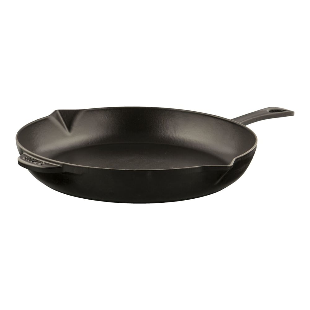 Staub 12" Round Enameled Cast Iron Skillet w/ Handles, Black Matte (1004498)