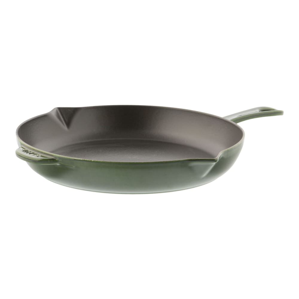Staub 12" Round Enameled Cast Iron Skillet w/ Handles, Basil (1003878)