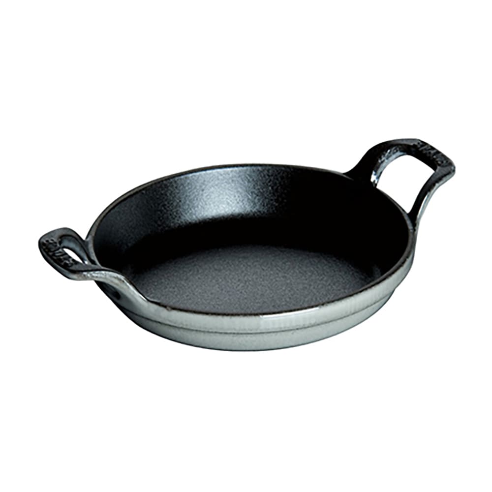 Staub 4 1/2" Mini Round Dish w/ 8 oz Capacity & Enamel Coated Cast Iron, Graphite Grey (1004096)