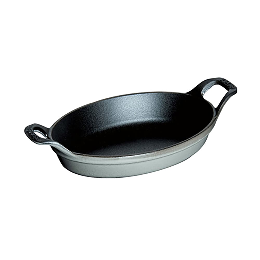 Staub Mini Oval Dish w/ 8-oz Capacity & Enamel Coated Cast Iron, Graphite Grey (1004098)