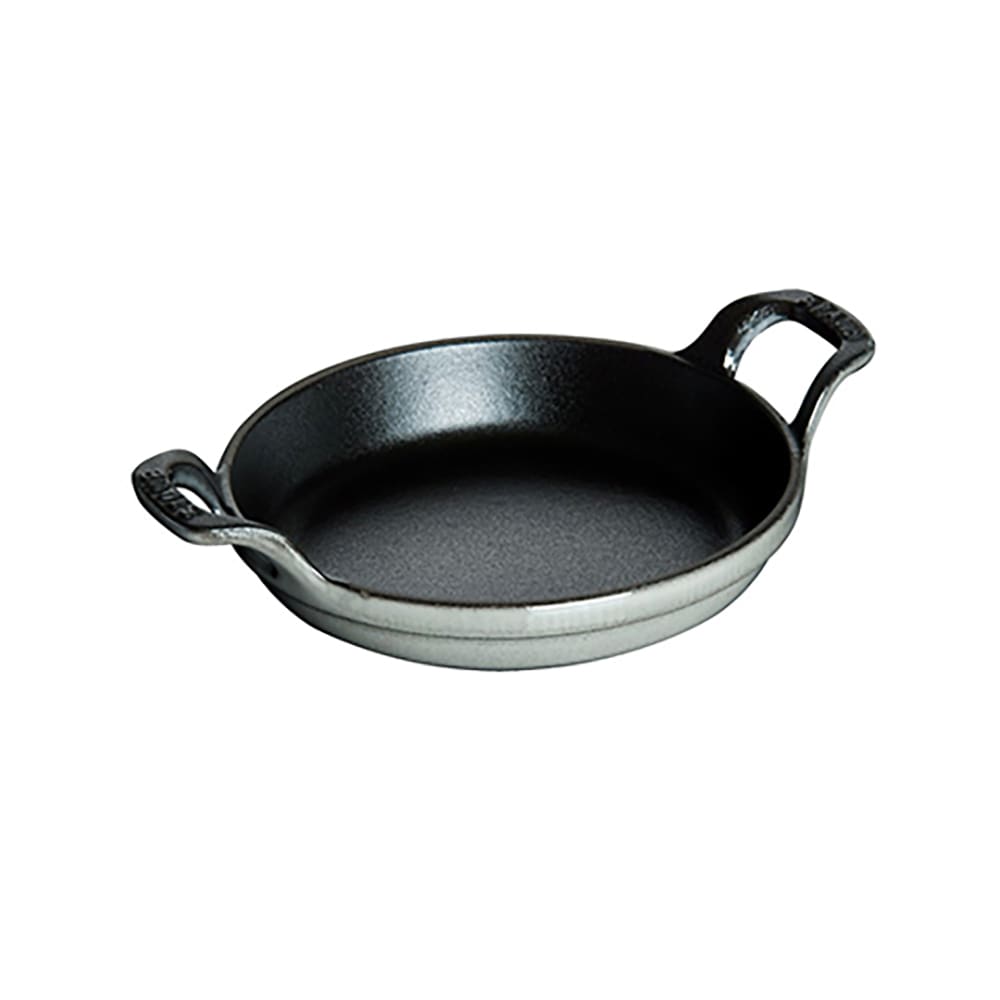 Staub 6" Round Roasting Dish w/ .75-qt Capacity & Enameled Cast Iron, Graphite Grey (1004110)