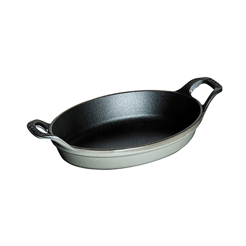 Staub Stackable Oval Dish w/ 1-qt Capacity & Enamel Coated Cast Iron, Graphite Grey (1004116)
