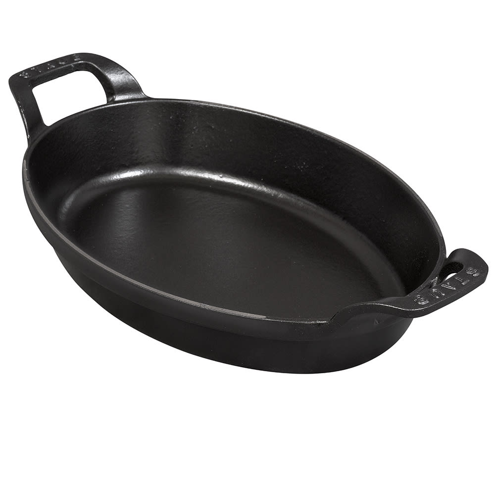 Staub Stackable Oval Dish w/ 1 qt Capacity & Enamel Coated Cast Iron, Black Matte (1004016)