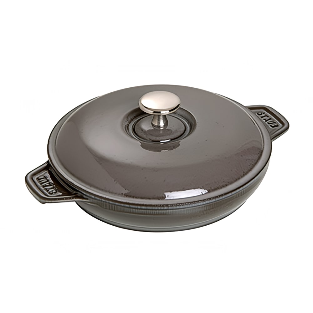 Staub 7.88" Round Hot Plate w/ .75-qt Capacity, Lid, Enameled Cast Iron, Graphite Grey (1004129)