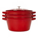 Staub 4 Piece Cast Iron Set w/ Universal Lid, Cherry (1021321) thumbnail 2