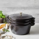 Staub 4 Piece Cast Iron Set w/ Universal Lid, Black Matte (1021322) thumbnail 12