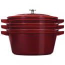 Staub 4 Piece Cast Iron Set w/ Universal Lid, Grenadine (1010768) thumbnail 2
