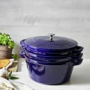 Staub 4 Piece Cast Iron Set w/ Universal Lid, Dark Blue (1010769) thumbnail 9