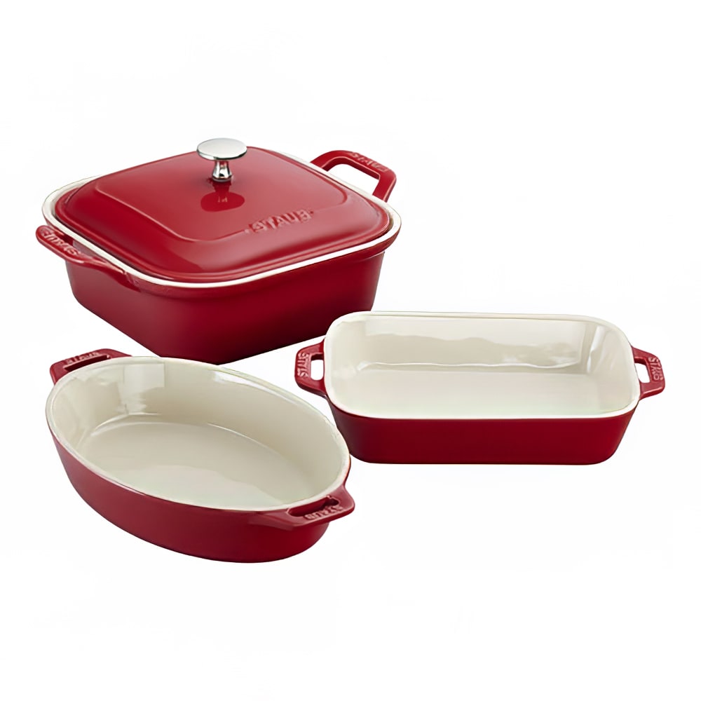 Staub 4 Piece Mixed Baking Dish Set - Ceramic, Cherry (1014874)