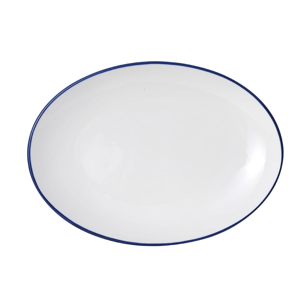 Mikasa Hospitality 14" Oval Bistro Entree Coupe Plate - Porcelain, Blue Pinstripe (5256519)