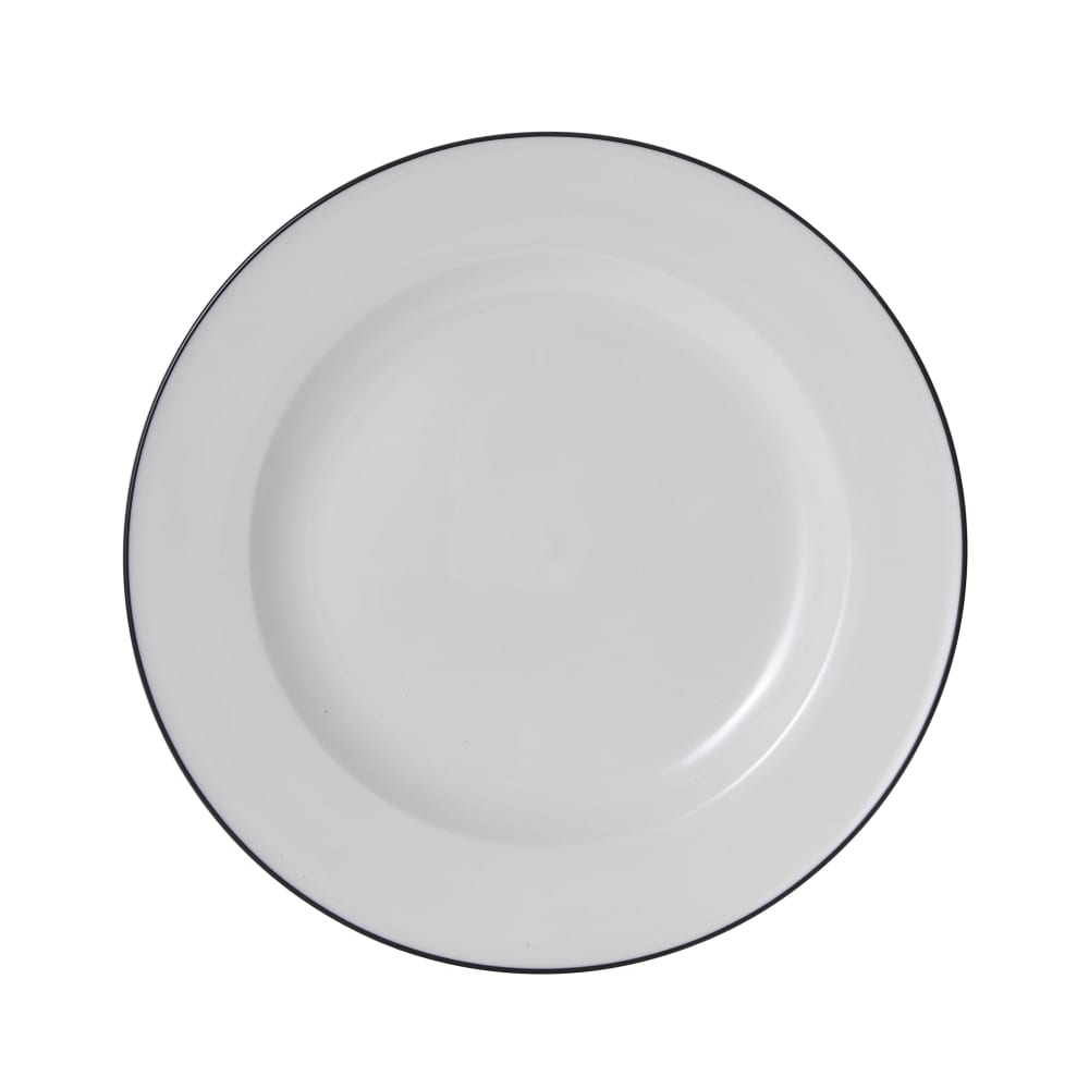 Mikasa Hospitality 11" Round Bistro Plate - Porcelain, Black Pinstripe (5260369)