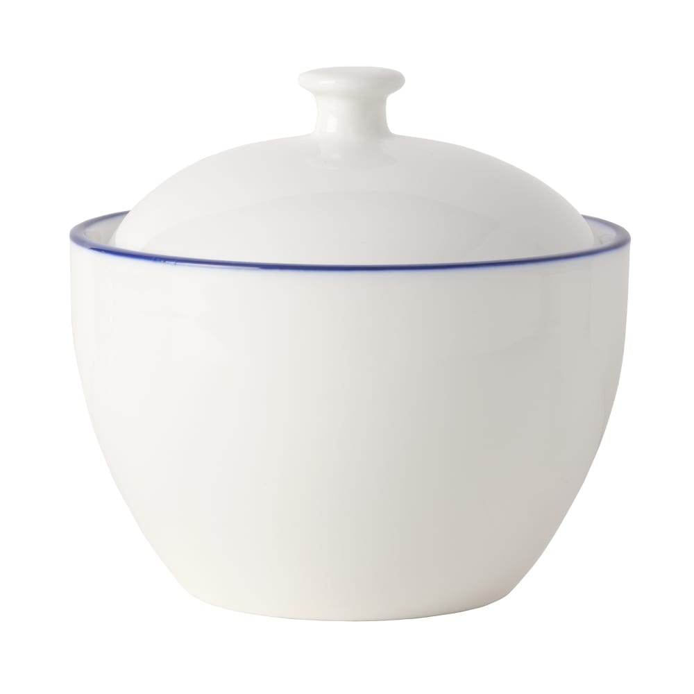 Mikasa Hospitality 4 1/10" Bistro Sugar Pot - Porcelain, Blue Pinstripe (5297195)