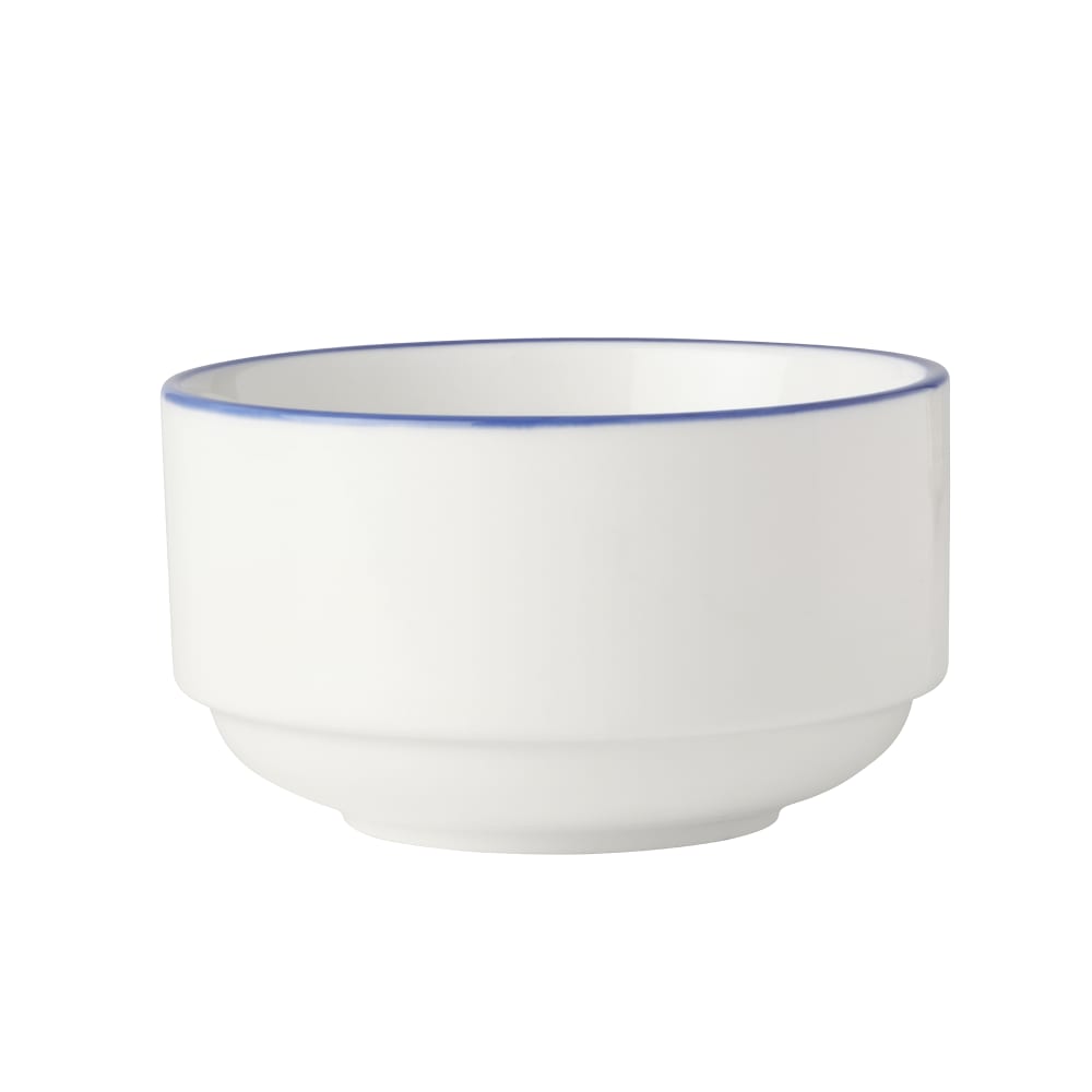 Mikasa Hospitality 9 1/2 oz Bistro Cup - Porcelain, Blue Pinstripe (5305731)