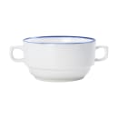 Mikasa Hospitality 11 1/5 oz Round Bistro Soup Cup - Porcelain, Blue Pinstripe (5305732) thumbnail 2