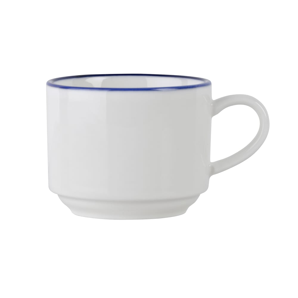 Mikasa Hospitality 3 oz Bistro Cup - Porcelain, Blue Pinstripe (5305734)