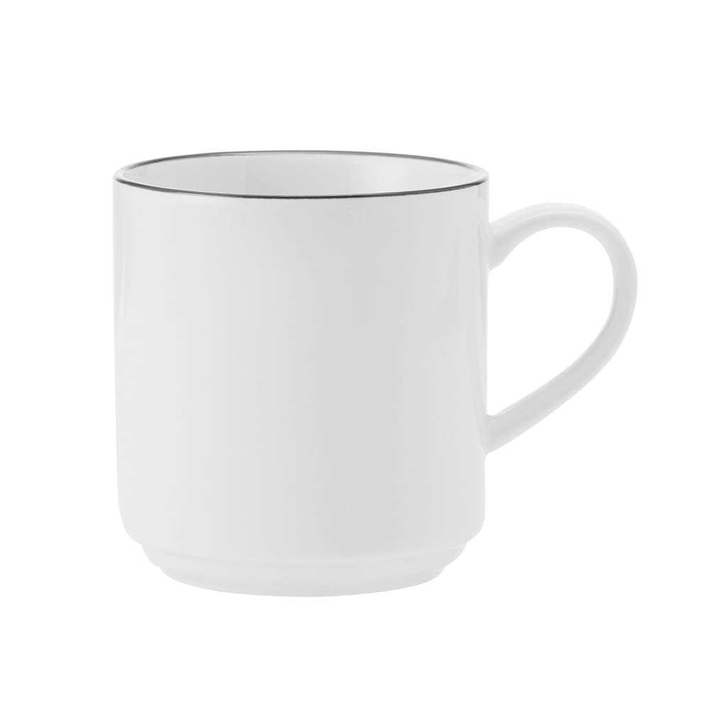 Mikasa Hospitality 11 4/5 oz Bistro Mug - Porcelain, Black Pinstripe (5305834)