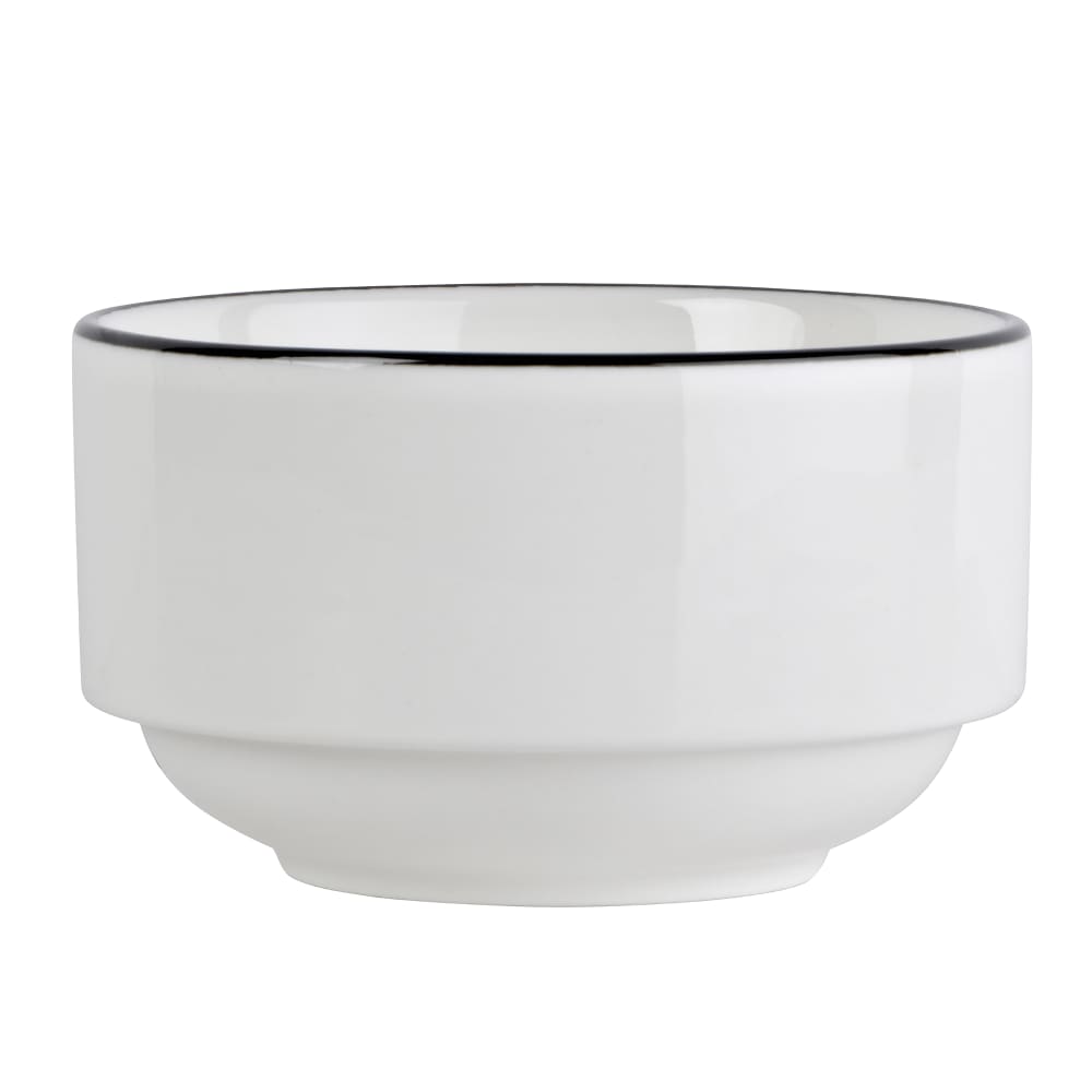 Mikasa Hospitality 9 1/2 oz Bistro Cup - Porcelain, Black Pinstripe (5305861)