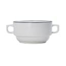 Mikasa Hospitality 11 1/5 oz Round Bistro Soup Cup - Porcelain, Black Pinstripe (5305863) thumbnail 2
