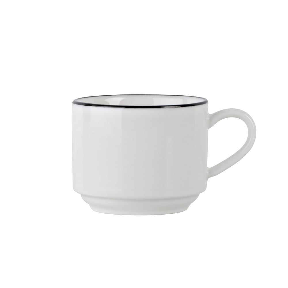 Mikasa Hospitality 3 oz Bistro Cup - Porcelain, Black Pinstripe (5305866)