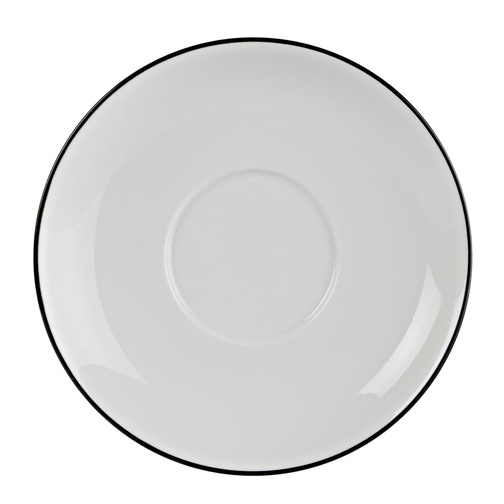 Mikasa Hospitality 4 18/25" Round Bistro Saucer - Porcelain, Black Pinstripe (5305867)