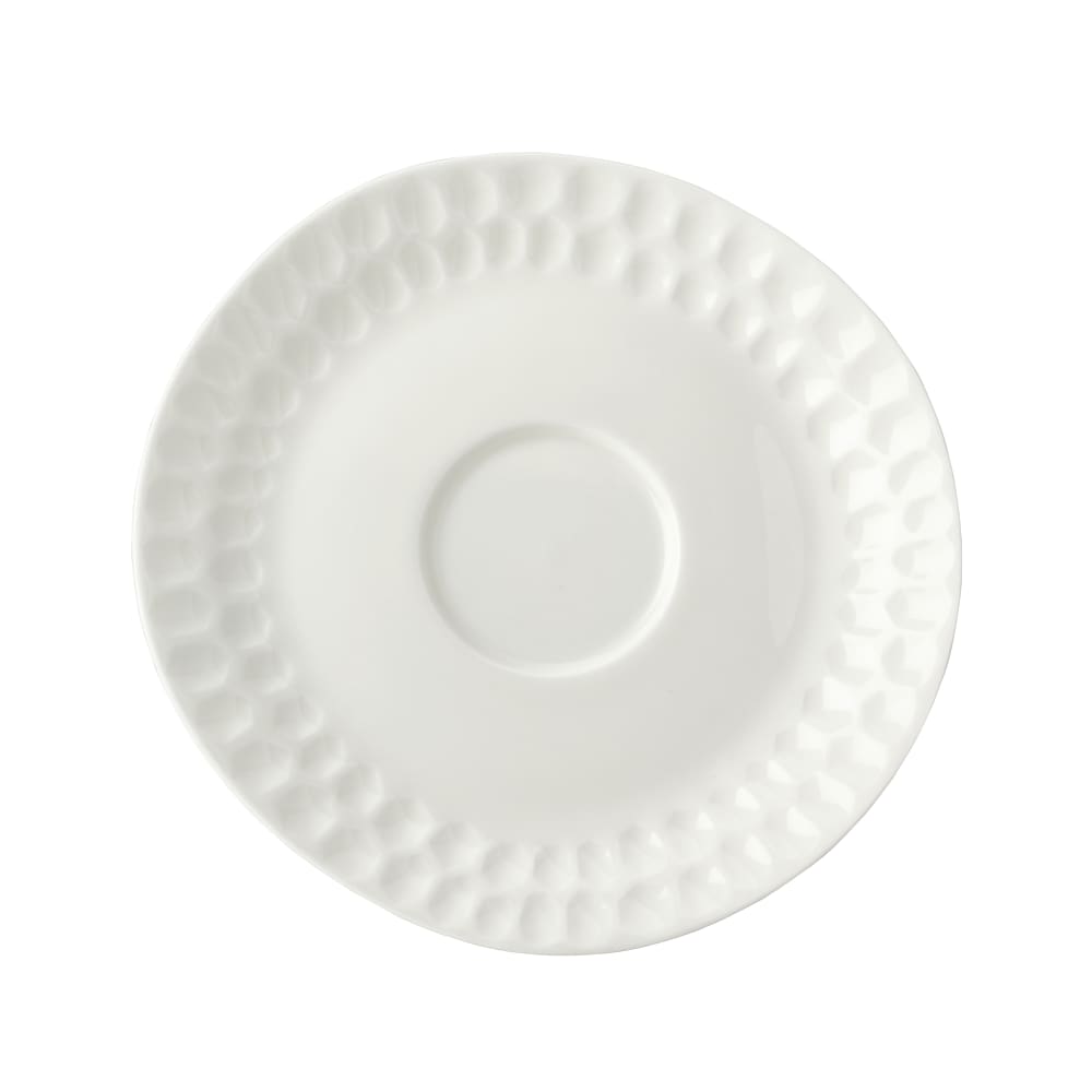 Mikasa Hospitality 6 7/10" x 6 1/2" Irregular Malet Saucer - Vegan Bone China, White (5316736)