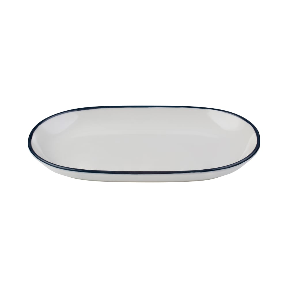 Mikasa Hospitality 7 3/16" x 11 3/16" Oval Modest Platter - Fine China, White/Navy (5321442)