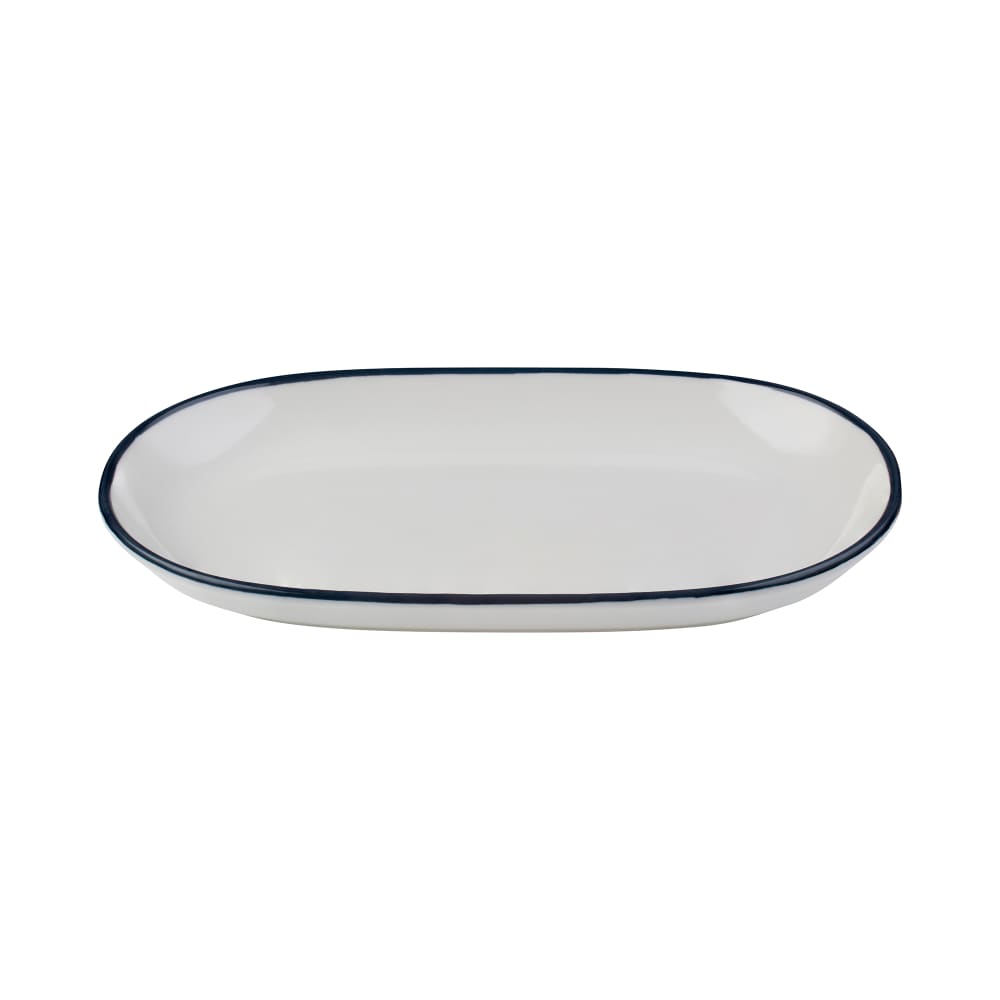 Mikasa Hospitality 8 7/16" x 3 3/16" Oval Modest Platter - Fine China, White/Navy (5321443)