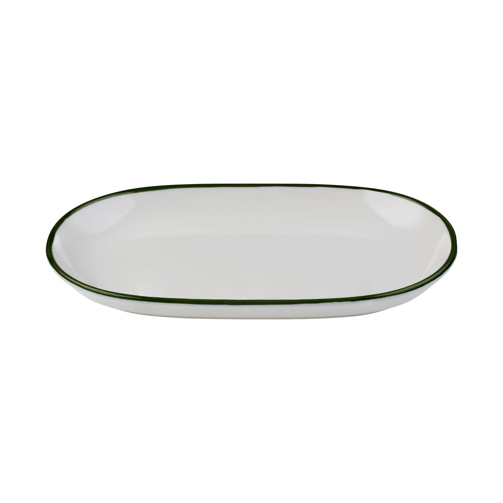 Mikasa Hospitality 7 3/16" x 11 3/16" Oval Modest Platter - Fine China, White/Green (5321581)