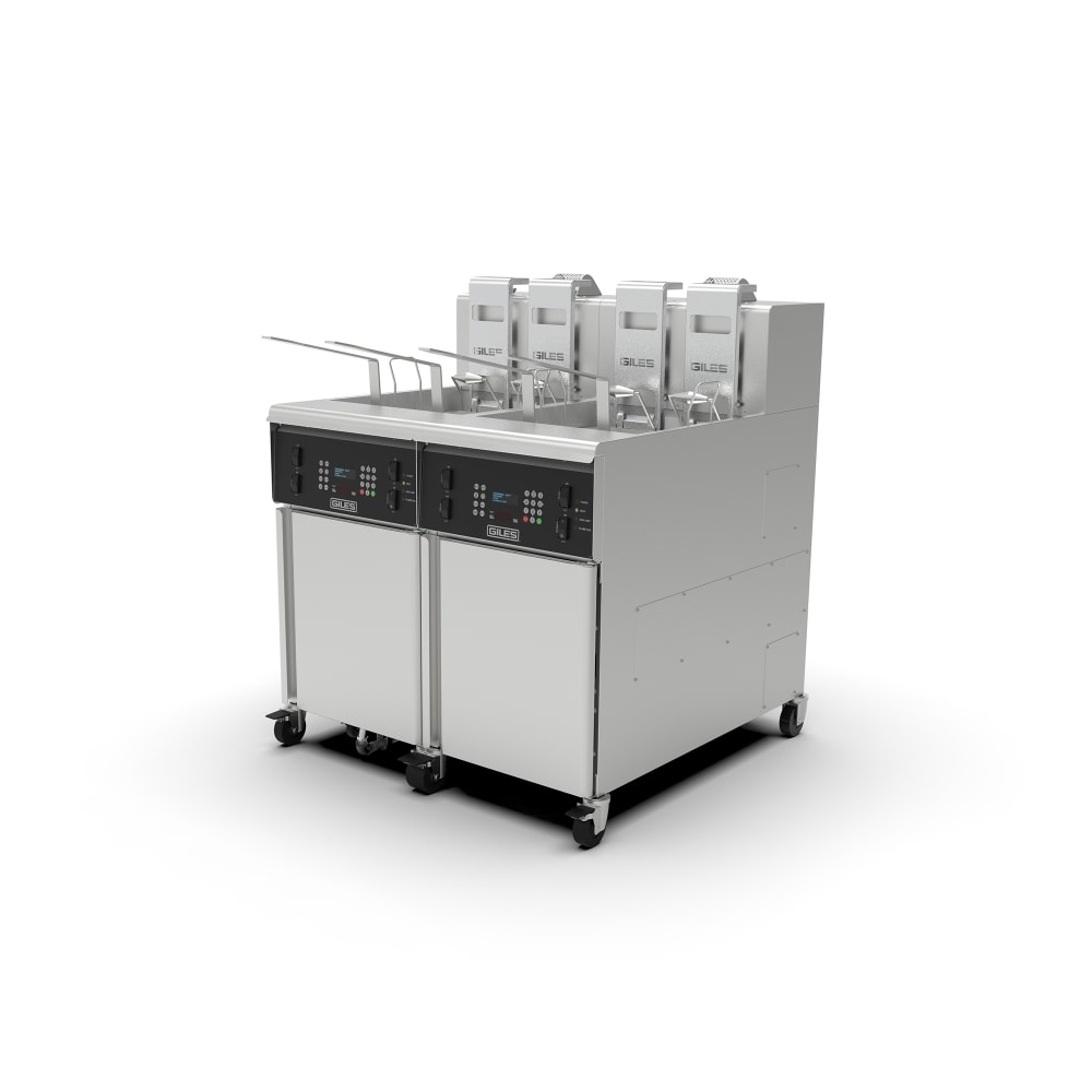 Giles GBF-80/80G Gas Fryer - (2) 80 lb Vat, Floor Model, Natural Gas
