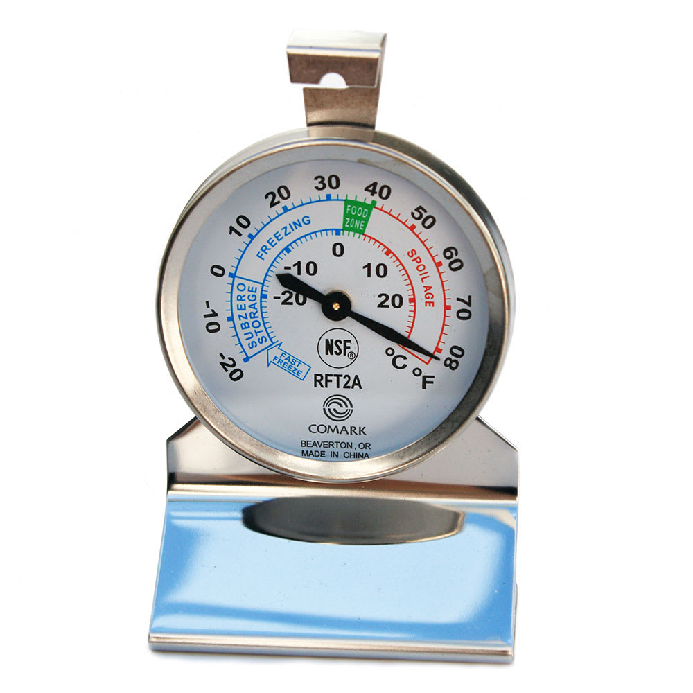 Comark RFT2AK Refrigerator Freezer Thermometer, Dial, Temp. Range -20 to 80 F, SS