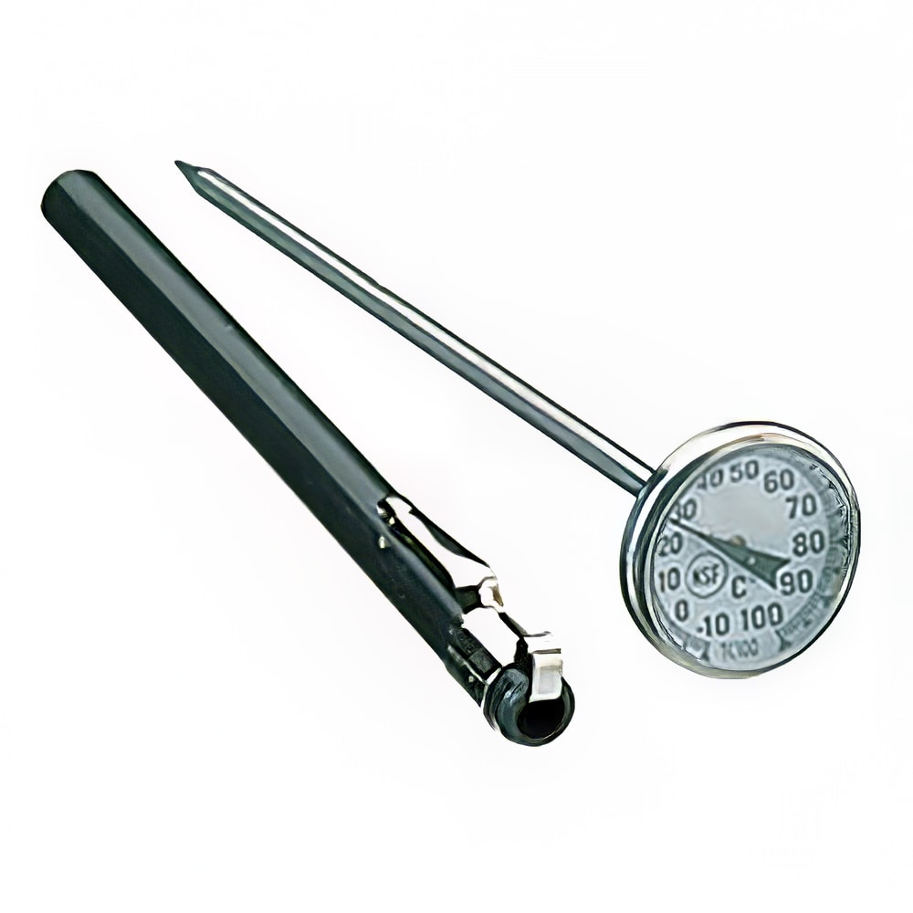 Comark TC100A 1" Dial Type Pocket Thermometer w/ 5" Stem, -10 to 100 Degrees C