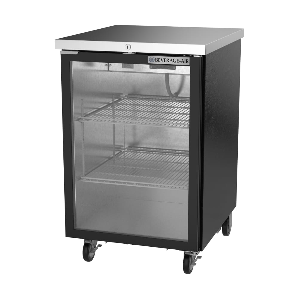 Beverage-Air BB24HC-1-FG-B 24" Bar Refrigerator - 1 Swinging Glass Door, Black, 115v