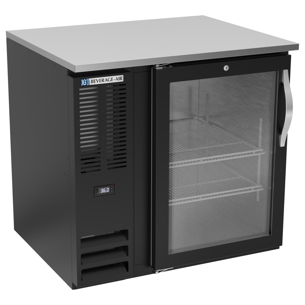 Beverage-Air BB36HC-FG-B 36" Bar Refrigerator - 1 Swinging Glass Door, Black, 115v
