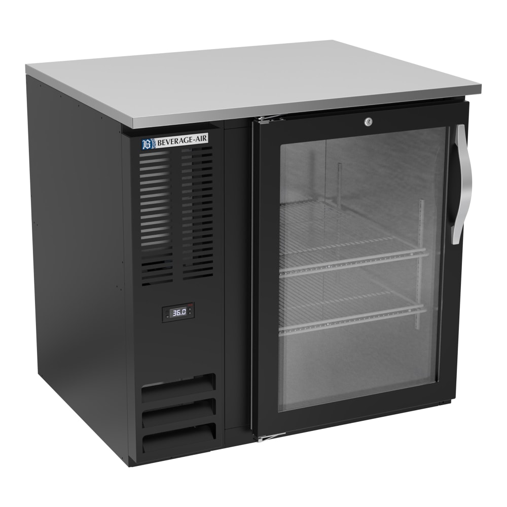 Beverage-Air BB36HC-FG-B 36" Bar Refrigerator - 1 Swinging Glass Door, Black, 115v