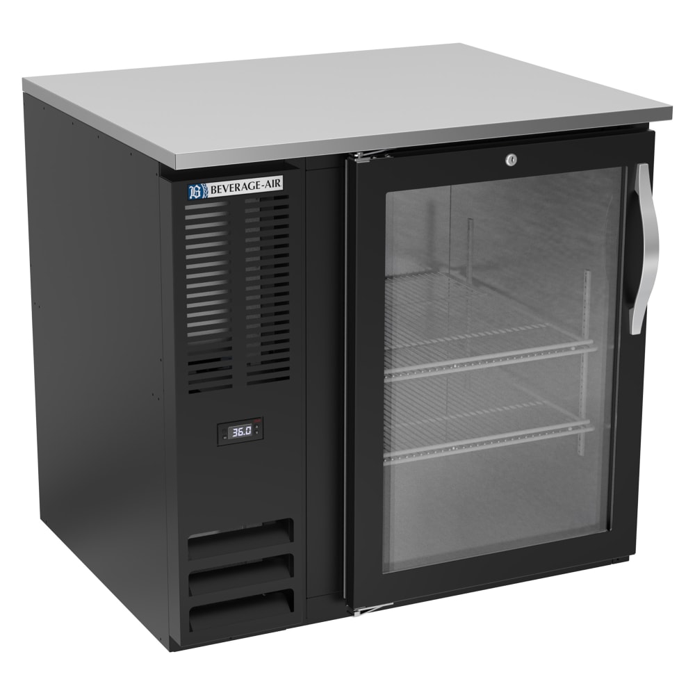 Beverage-Air BB36HC-G-B 36" Bar Refrigerator - 1 Swinging Glass Door, Black, 115v