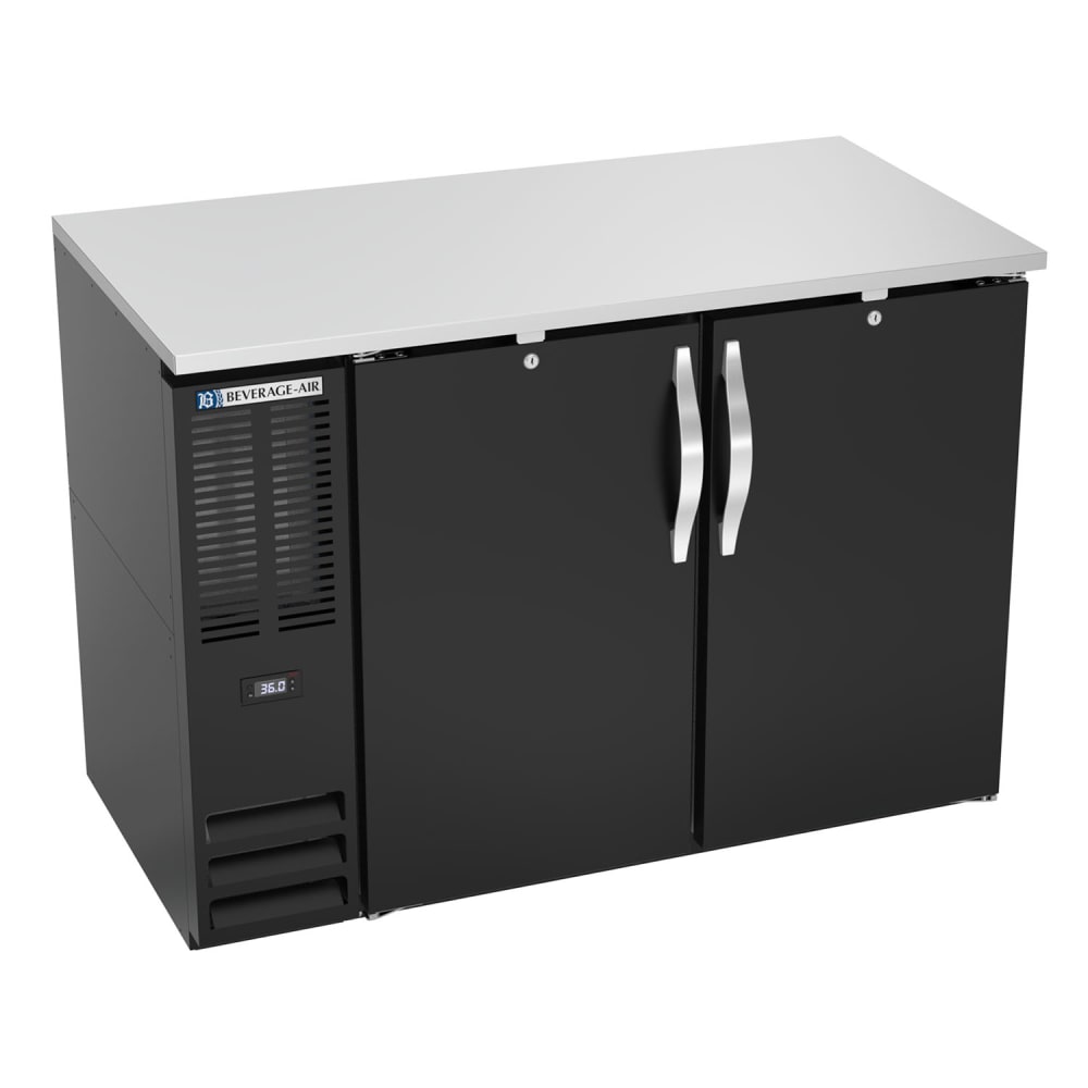 Beverage-Air BBN48HC-B 48" Bar Refrigerator - 2 Swinging Solid Doors, Black, 115v