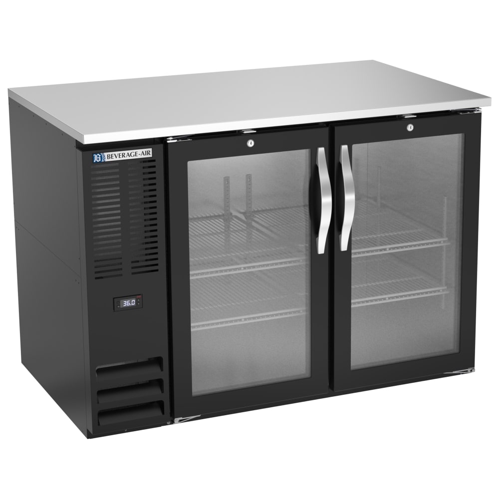 Beverage-Air BB48HC-FG-B 48" Bar Refrigerator - 2 Swinging Glass Doors, Black, 115v