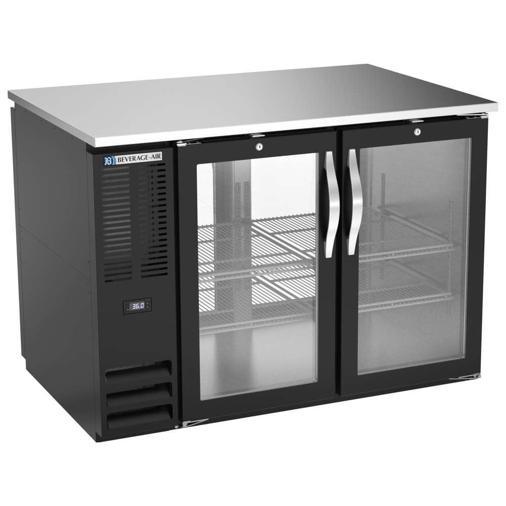 Beverage-Air BB48HC-FG-PT-B 48" Bar Refrigerator - 4 Swinging Glass Doors, Black, 115v