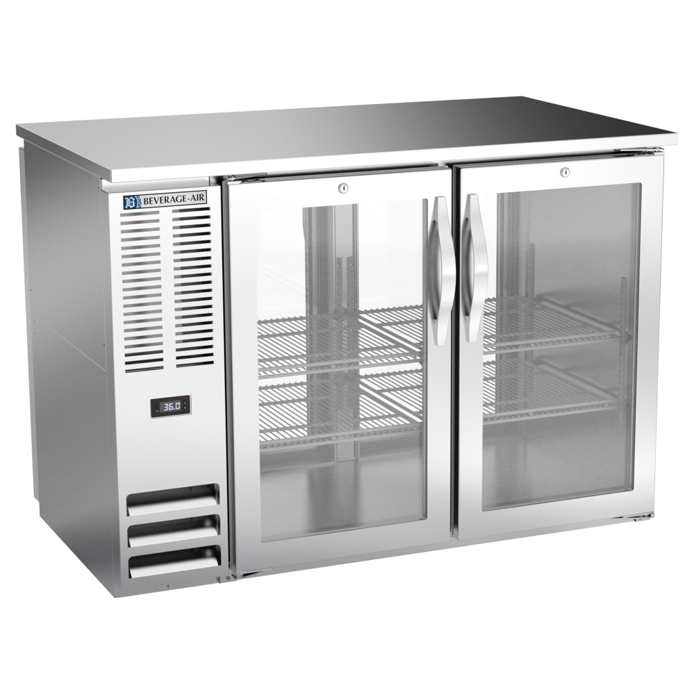 Beverage-Air BBN48HC-FG-PT-S 48" Bar Refrigerator - 4 Swinging Glass Doors, Stainless, 115v