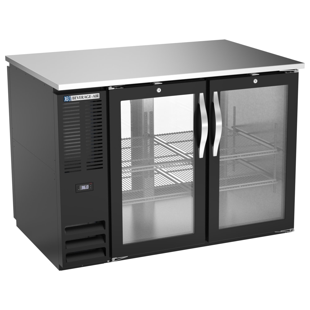 Beverage-Air BB48HC-G-PT-B 48" Bar Refrigerator - 4 Swinging Glass Doors, Black, 115v