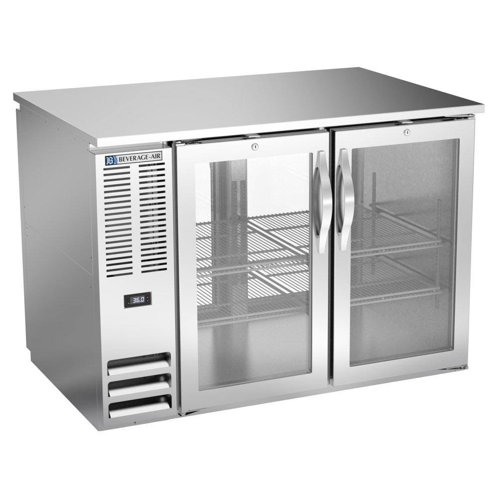 Beverage-Air BB48HC-G-PT-S 48" Bar Refrigerator - 4 Swinging Glass Doors, Stainless, 115v