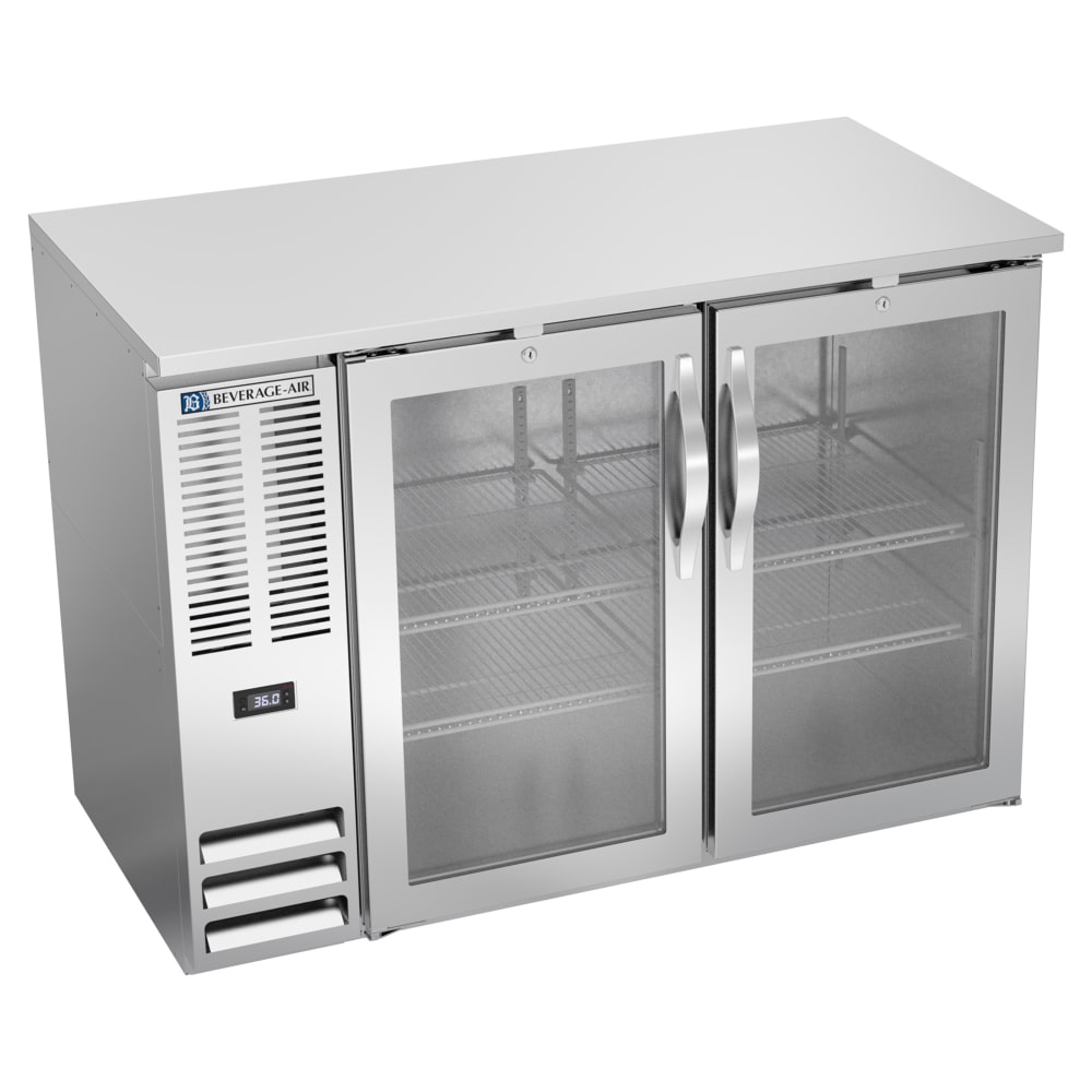 Beverage-Air BBN48HC-G-S 48" Bar Refrigerator - 2 Swinging Glass Doors, Stainless, 115v