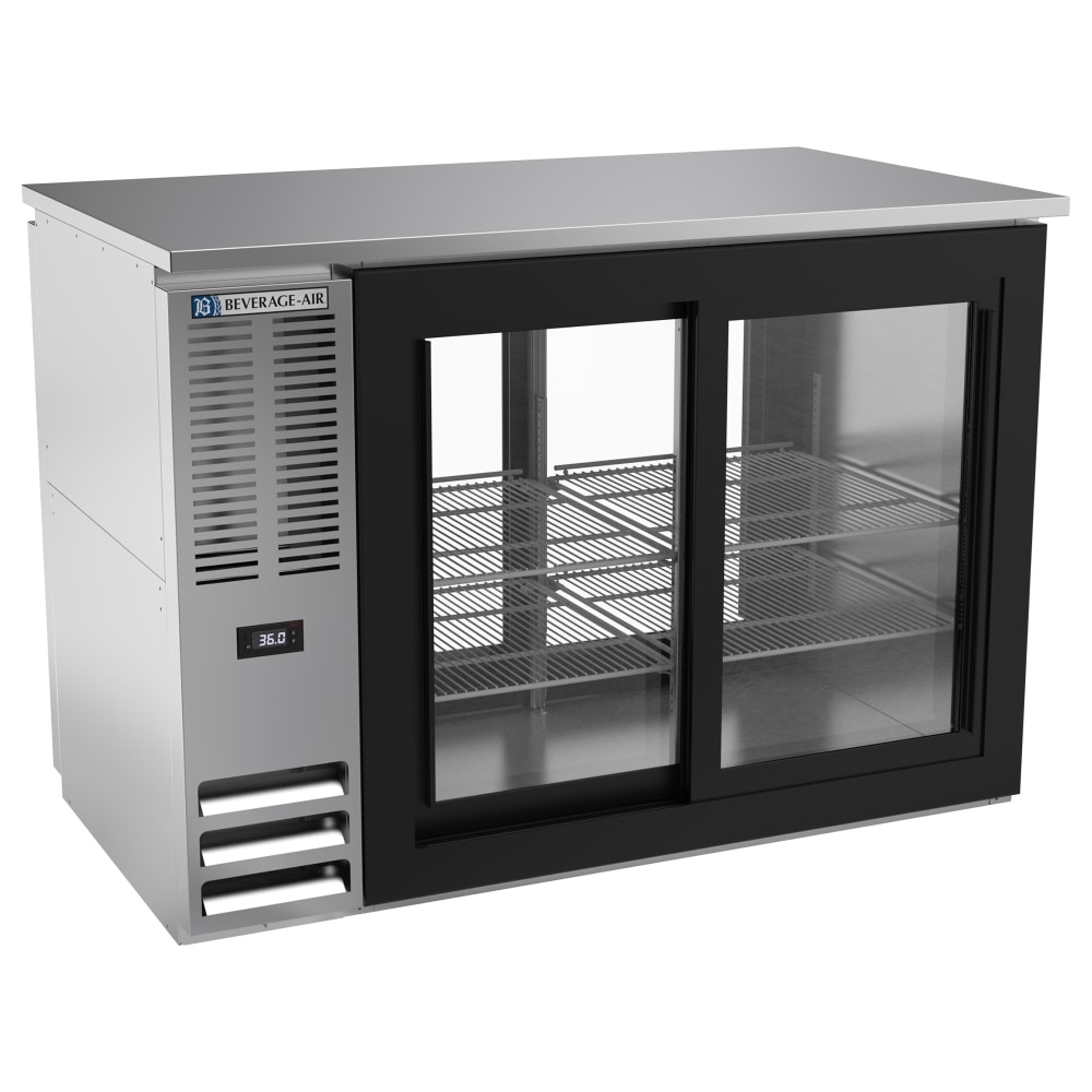 Beverage-Air BBN48HC-F-GS-PT-S 48" Bar Refrigerator - 4 Sliding Glass Doors, Stainless, 115v